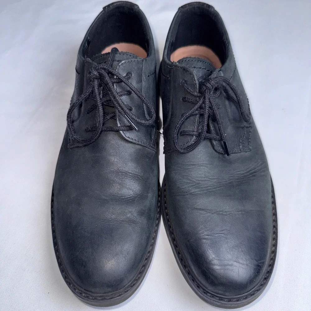 Clarks Mens Black Leather Derby Lace Up Oxford Dress Shoes Size 8 M Matte